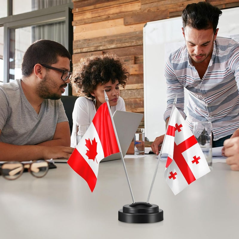 DoubleFill 24 Pcs Mini Flag Holder 2 Hole Miniature Desk Flag Stand Holder Plastic Table Flags Stand Base for Party Company Office Centerpiece Country 4 x 6 Inch Stick Flags Decoration - Image 5
